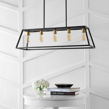 Floyd 38" Adjustable Iron Farmhouse Vintage LED Dimmable Pendant